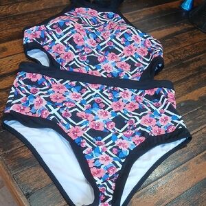 Others Follow Floral One Piece Swimsuit - Pink and Blue